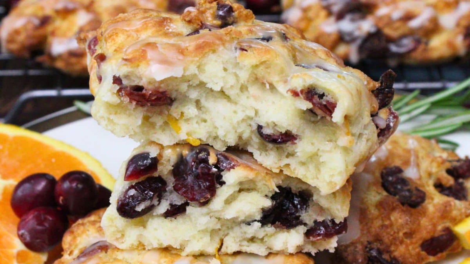Orange scones with cranberries.