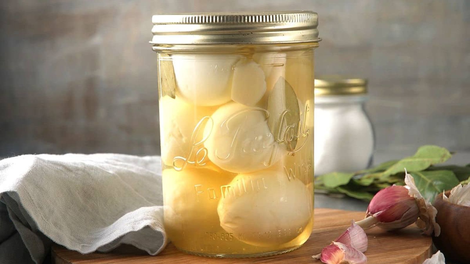 Pickled eggs in a jar.
