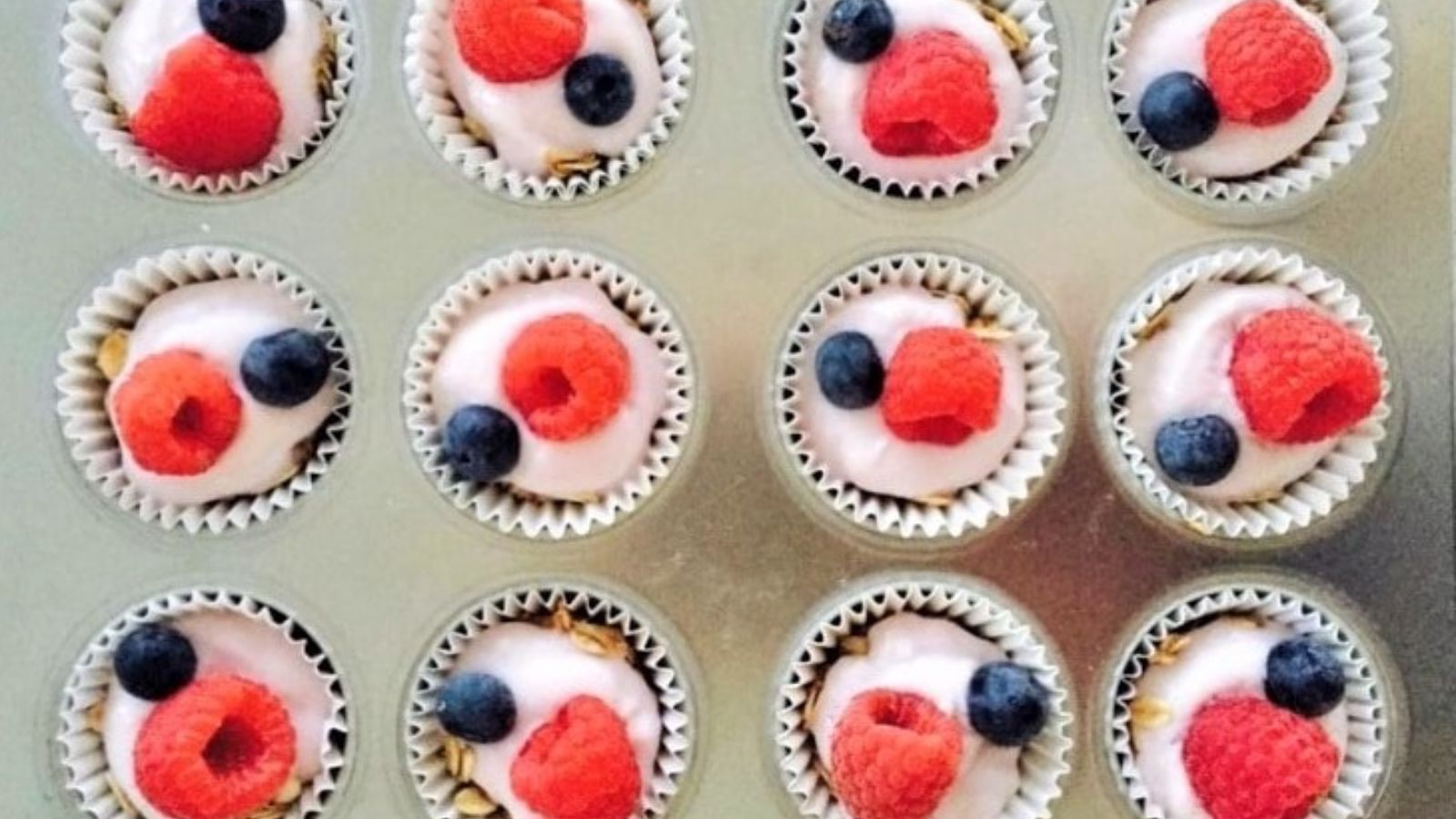 Frozen yogurt bites with berries.