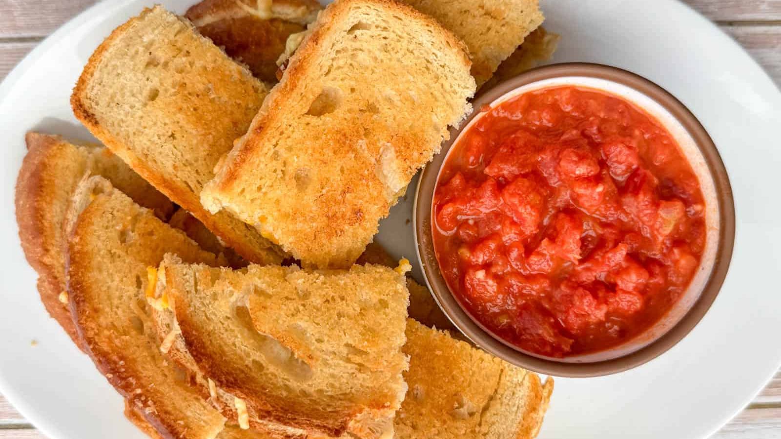 Grilled cheese with salsa.