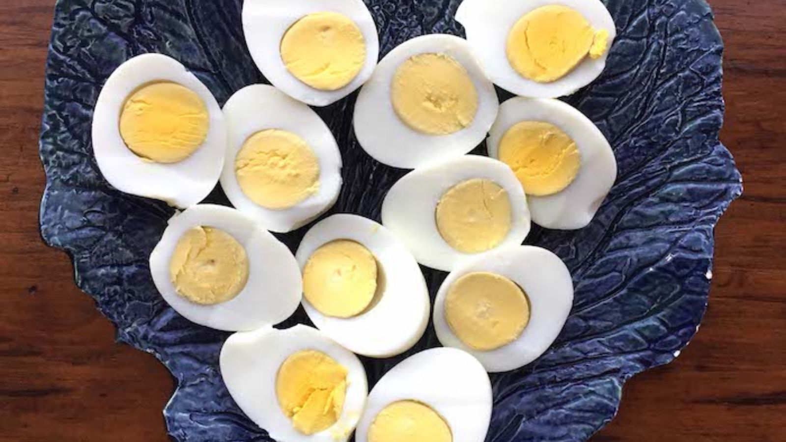 Hard boiled eggs on a plate.