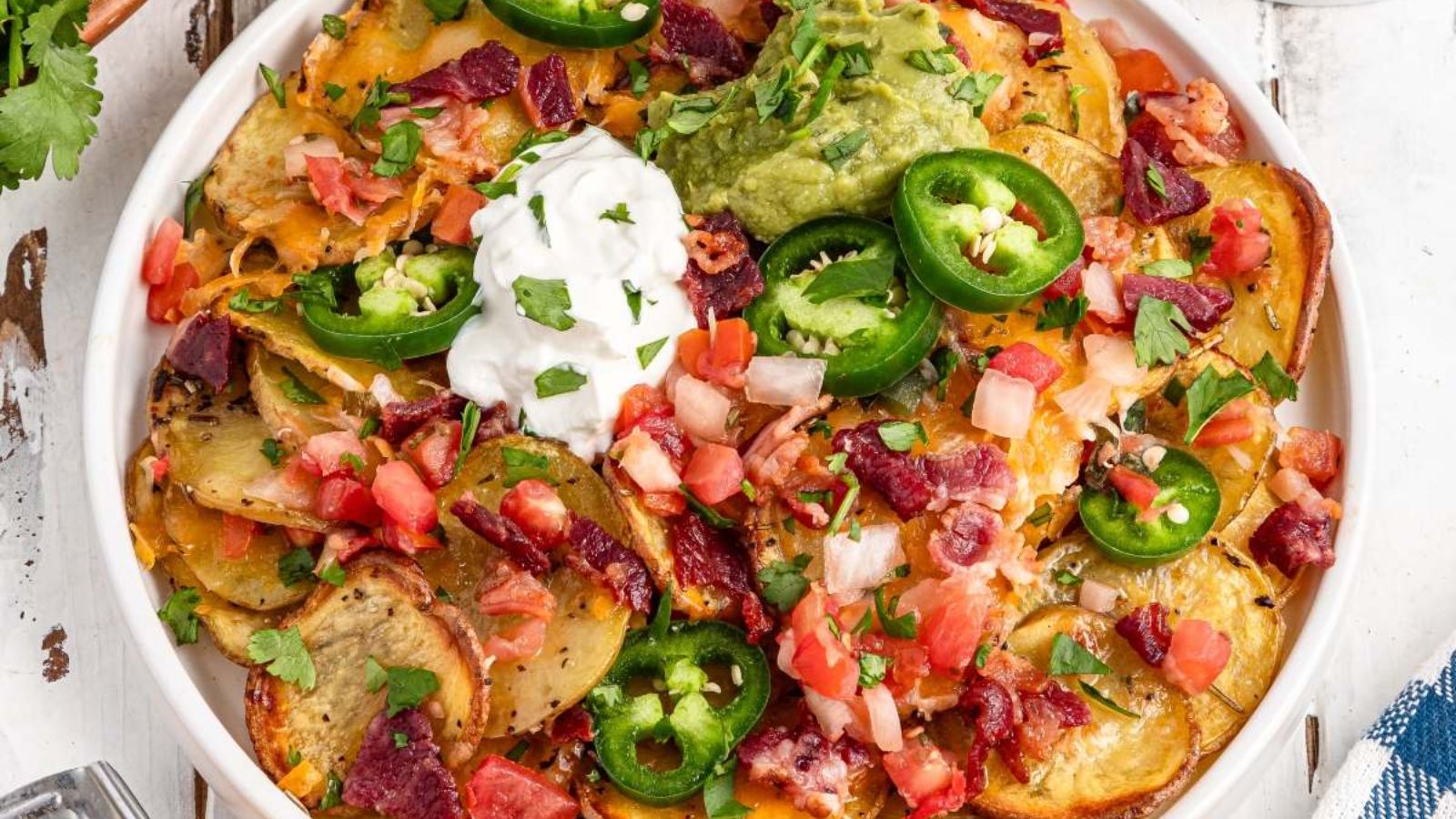 Irish nachos on a plate.