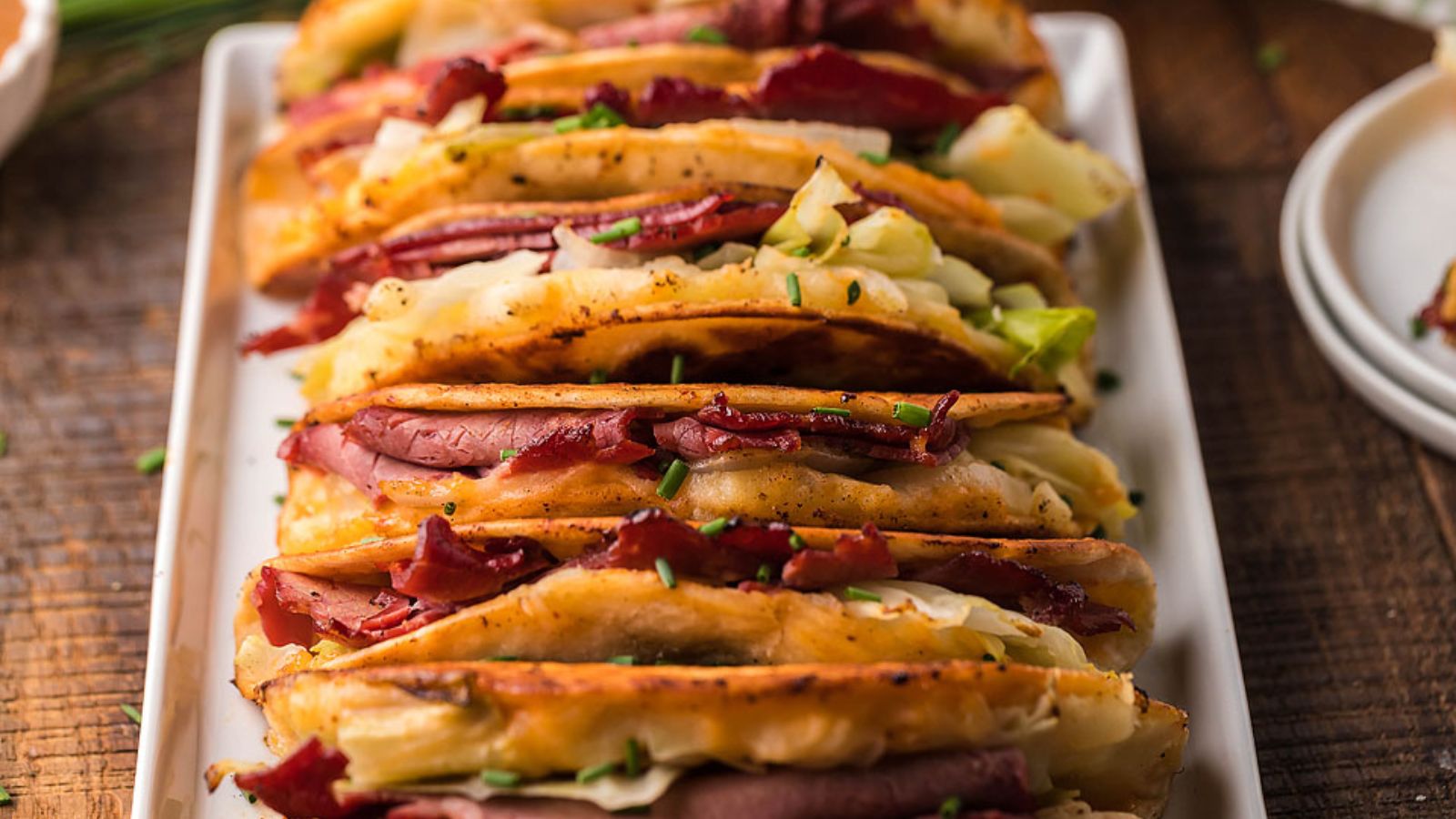 Tacos with potatoes close up.