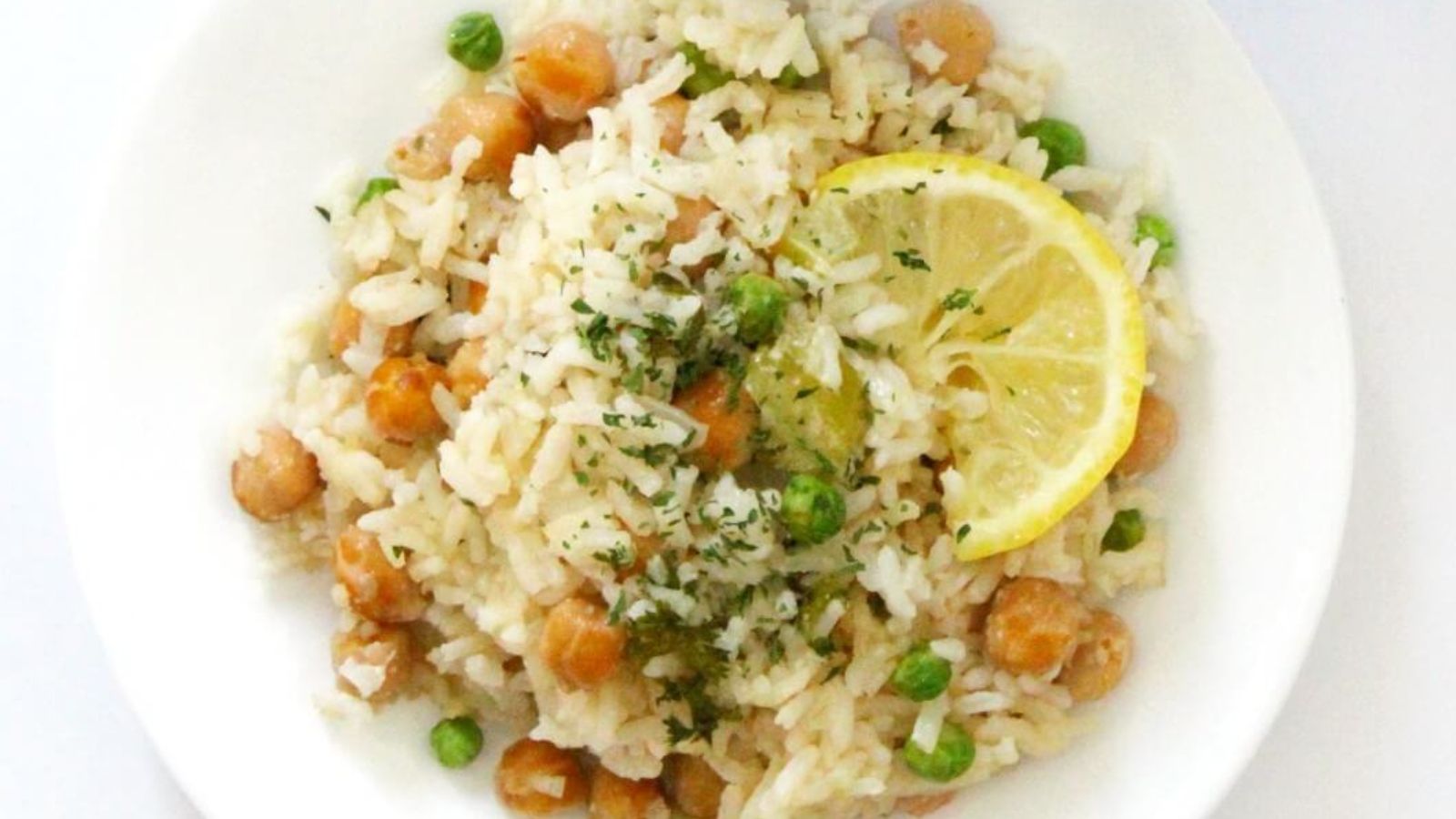 Chickpea and rice casserole on a plate.