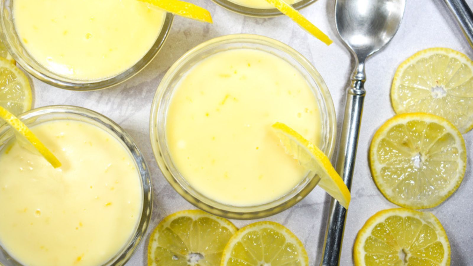 Lemon posset in a cup.