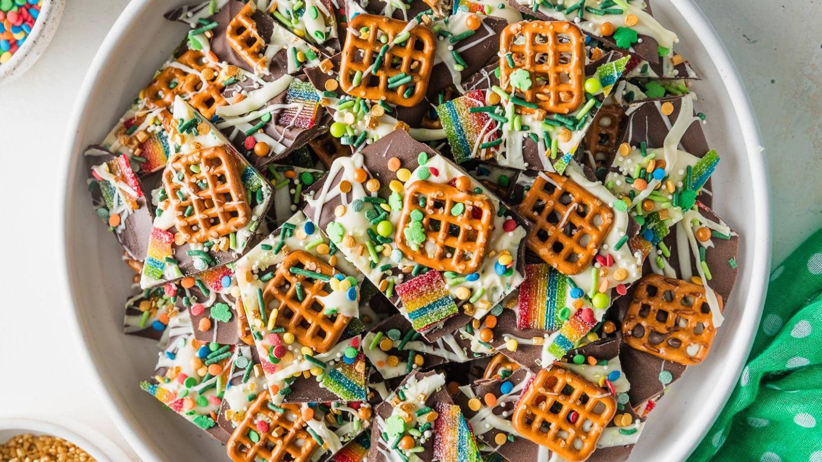 Leprechaun bark on a plate.