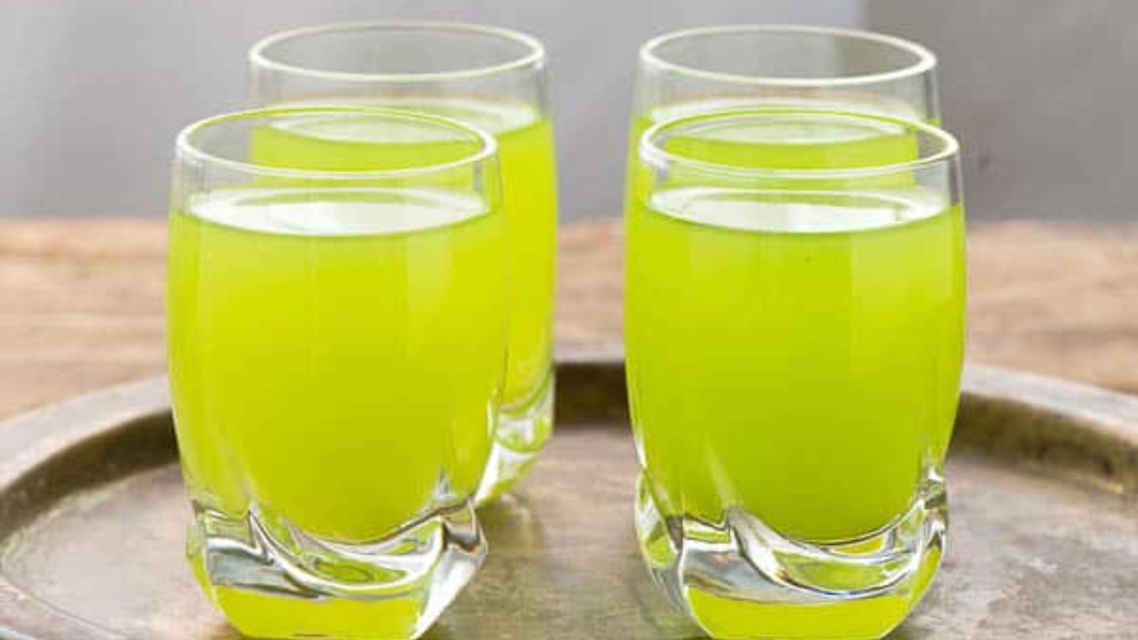 Four glasses of leprechaun shots.
