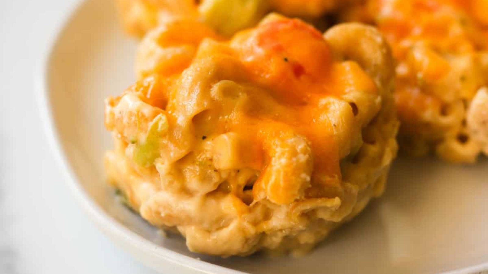 Mac and cheese on a plate.