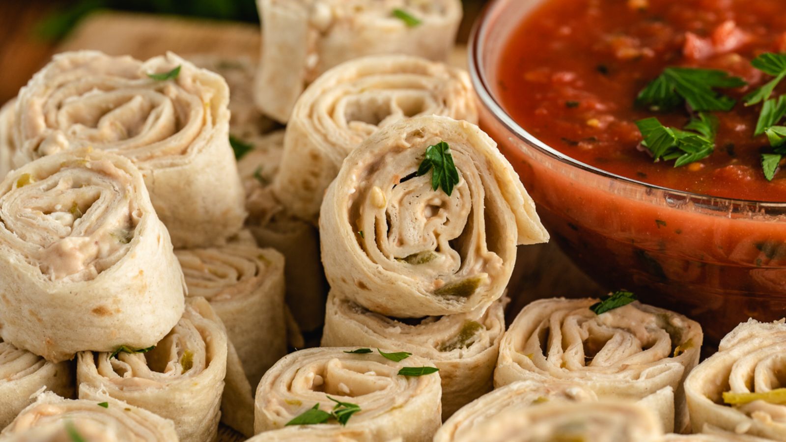 Burrito roll ups with dip.