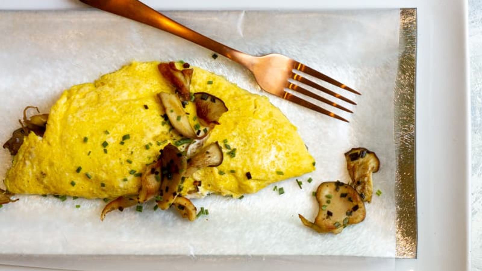 Mushroom omelette on a plate.