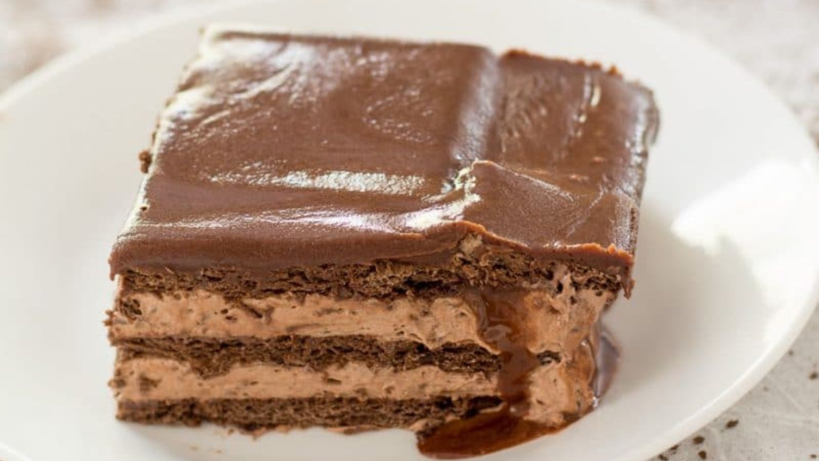 A slice of eclair cake.