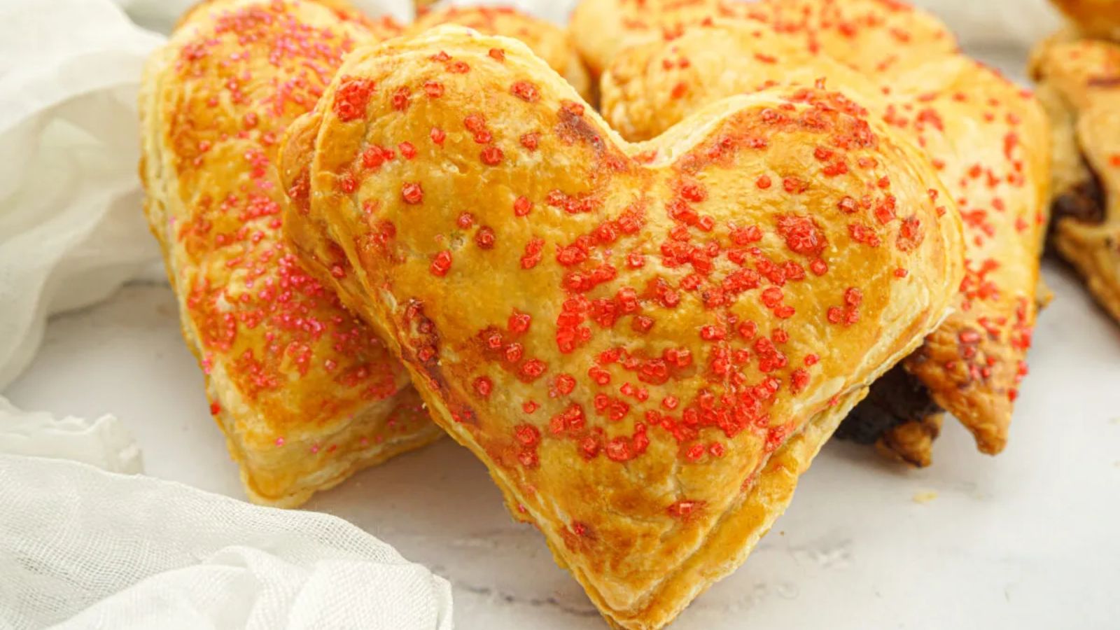 Heart shaped puff pastries.