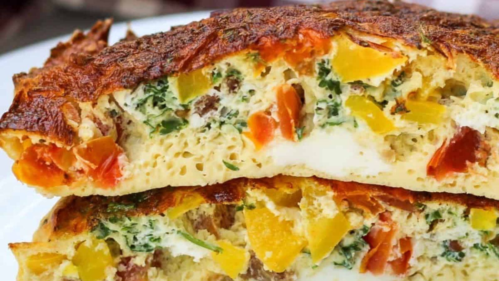 Close up shot of omelette.