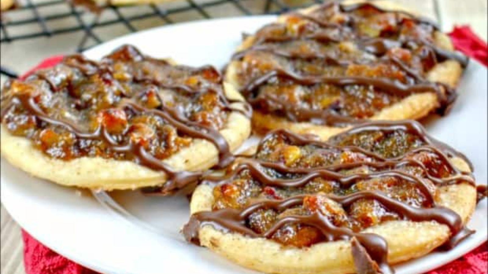 Pecan pie cookies on a plate.