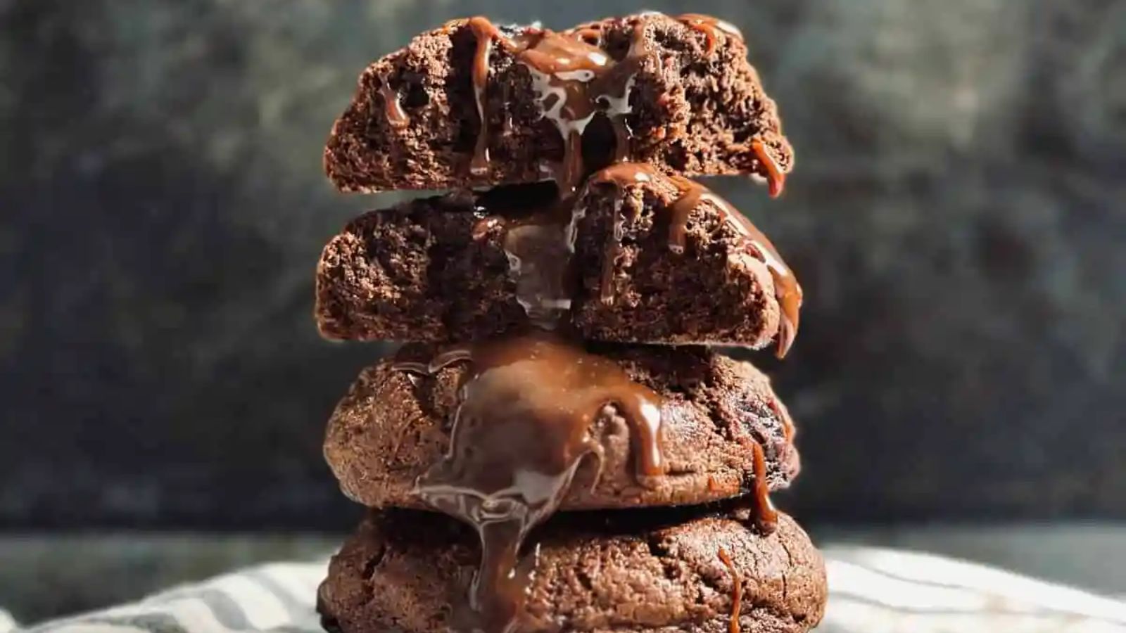 Stack of chocolate cookies.