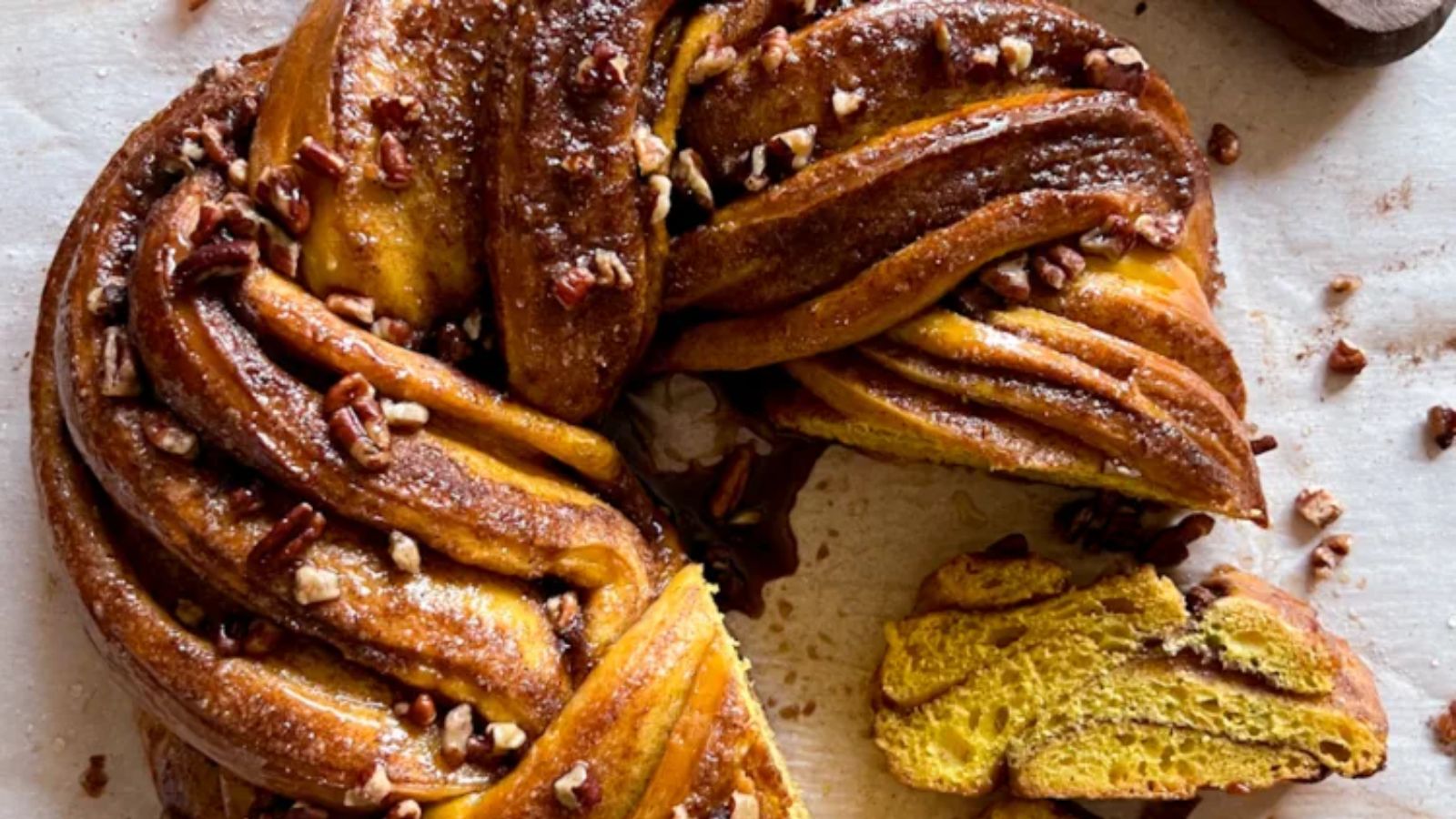 Sourdough pumpkin brioche bread.