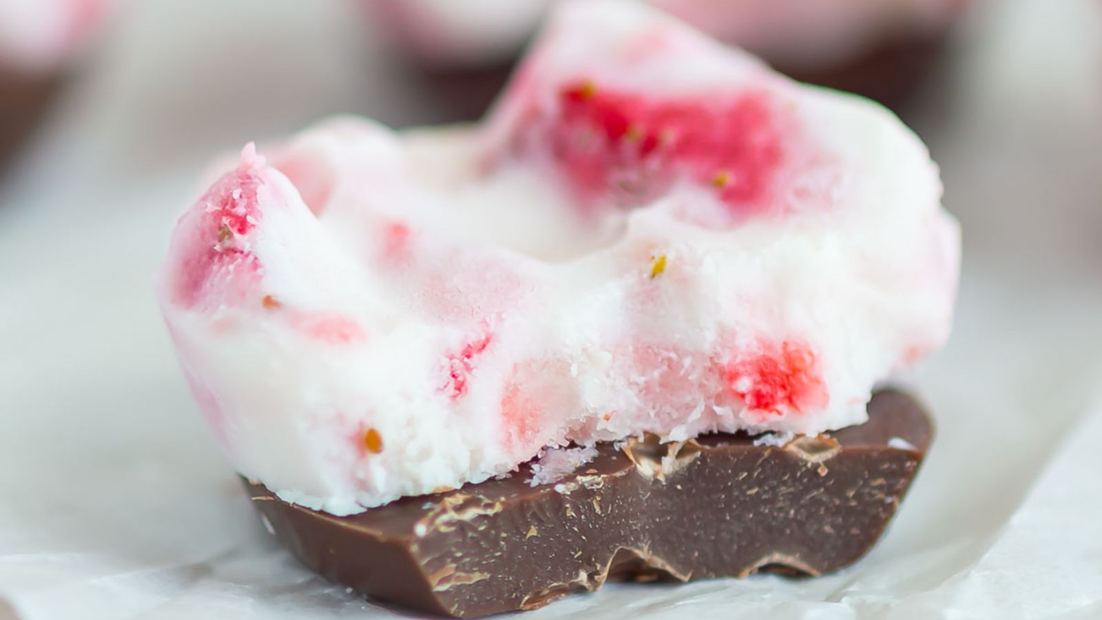 Strawberry yogurt with chocolate.