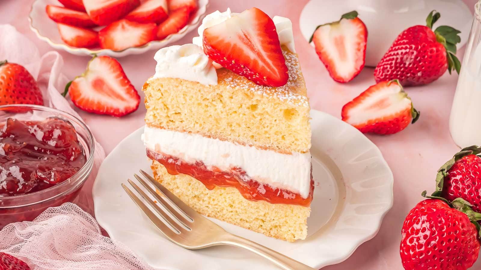 A slice of sponge cake.