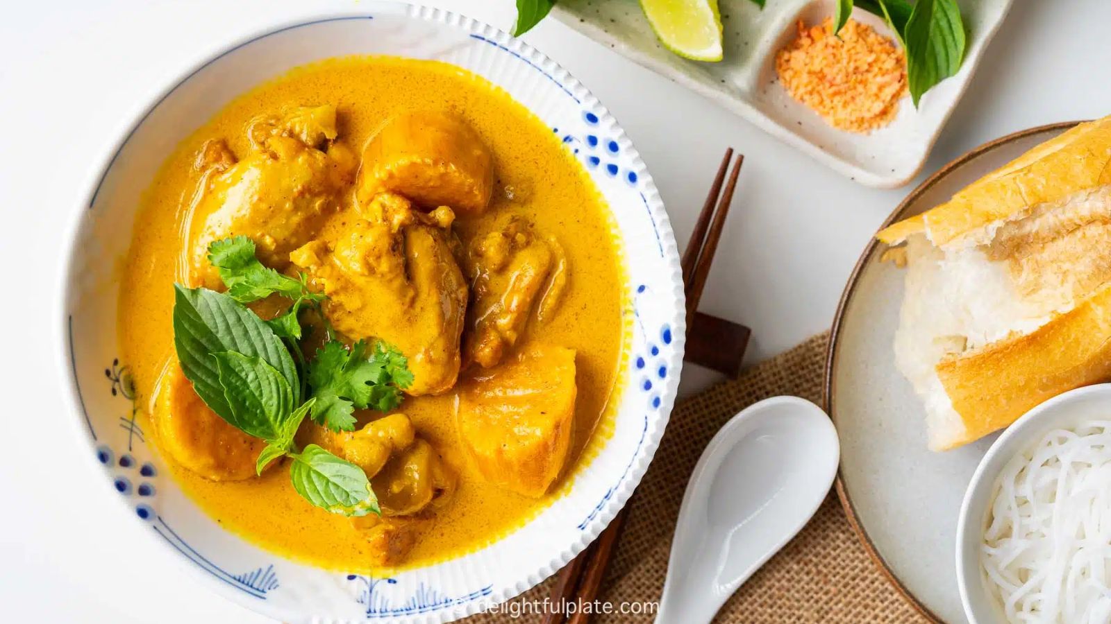 Chicken curry in a bowl.