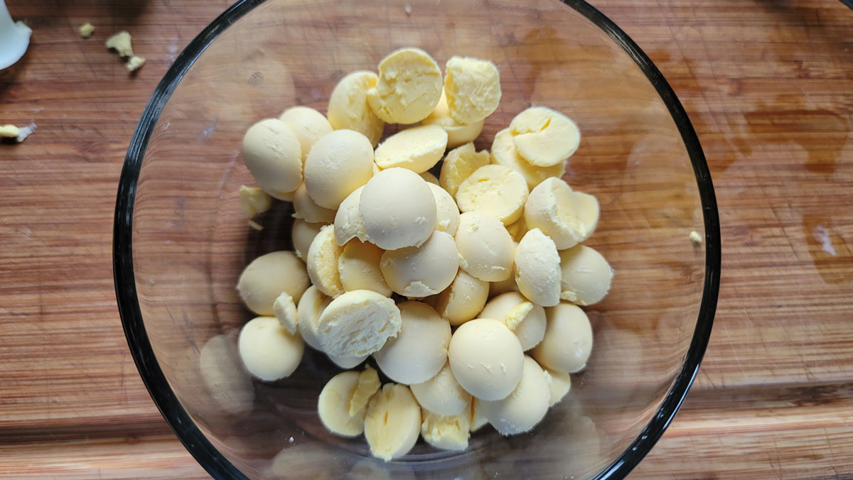 Egg yolks in a small bowl.