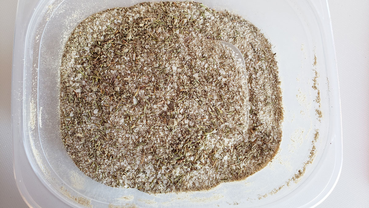 Spices mixed up in the container.