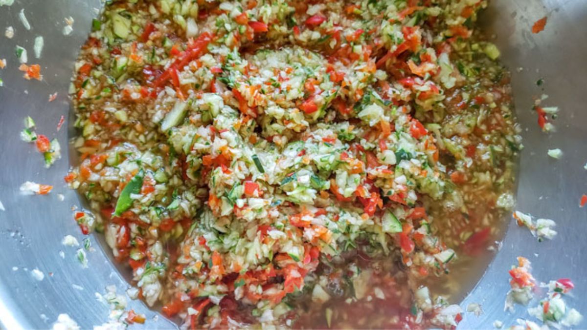 Relish mixture after sitting in salt for the night.