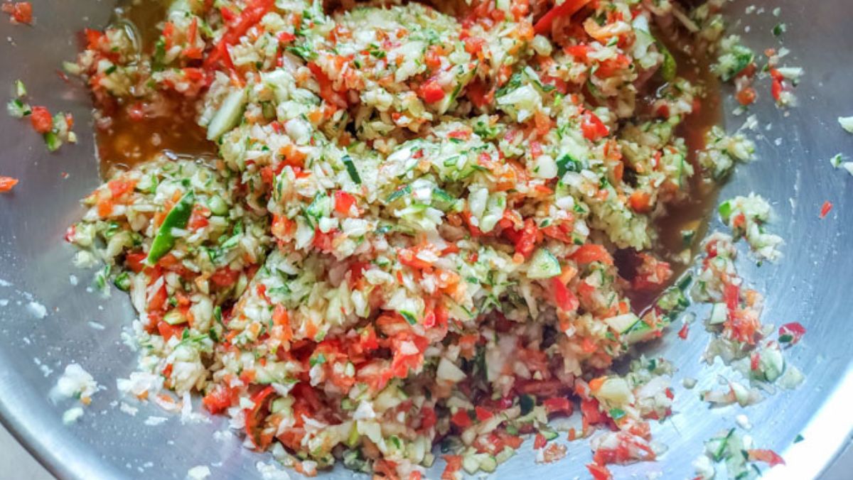 Relish mixed up in a large bowl.