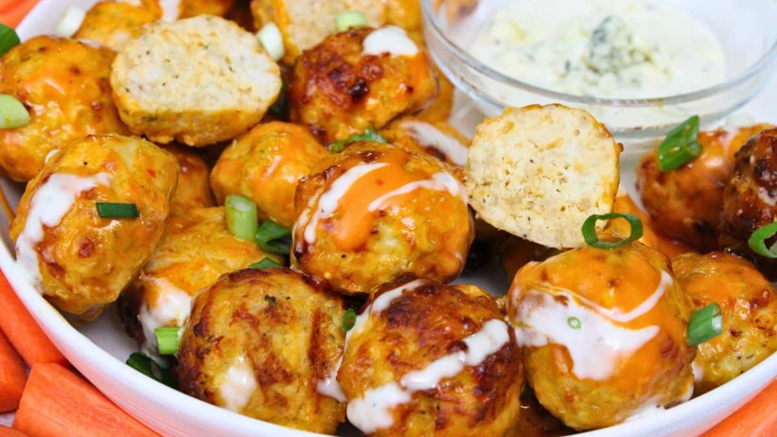 Chicken meatballs in a bowl.