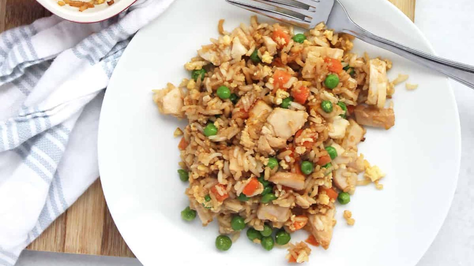 Fried rice on a plate.
