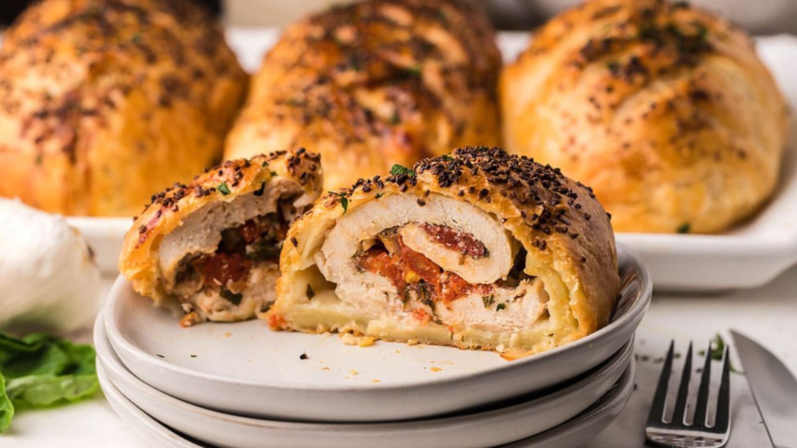 Chicken in puff pastry on a plate?