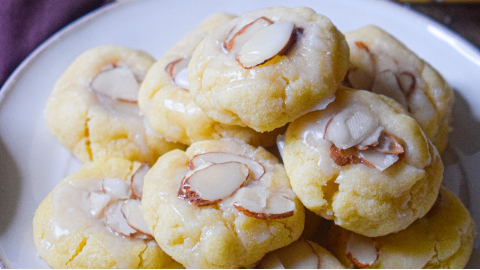 Almond cookies on a plate.