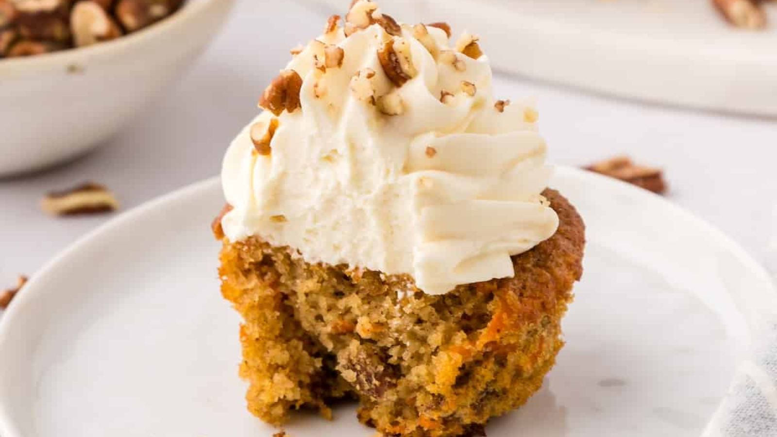 Close up shot of carrot cupcake.