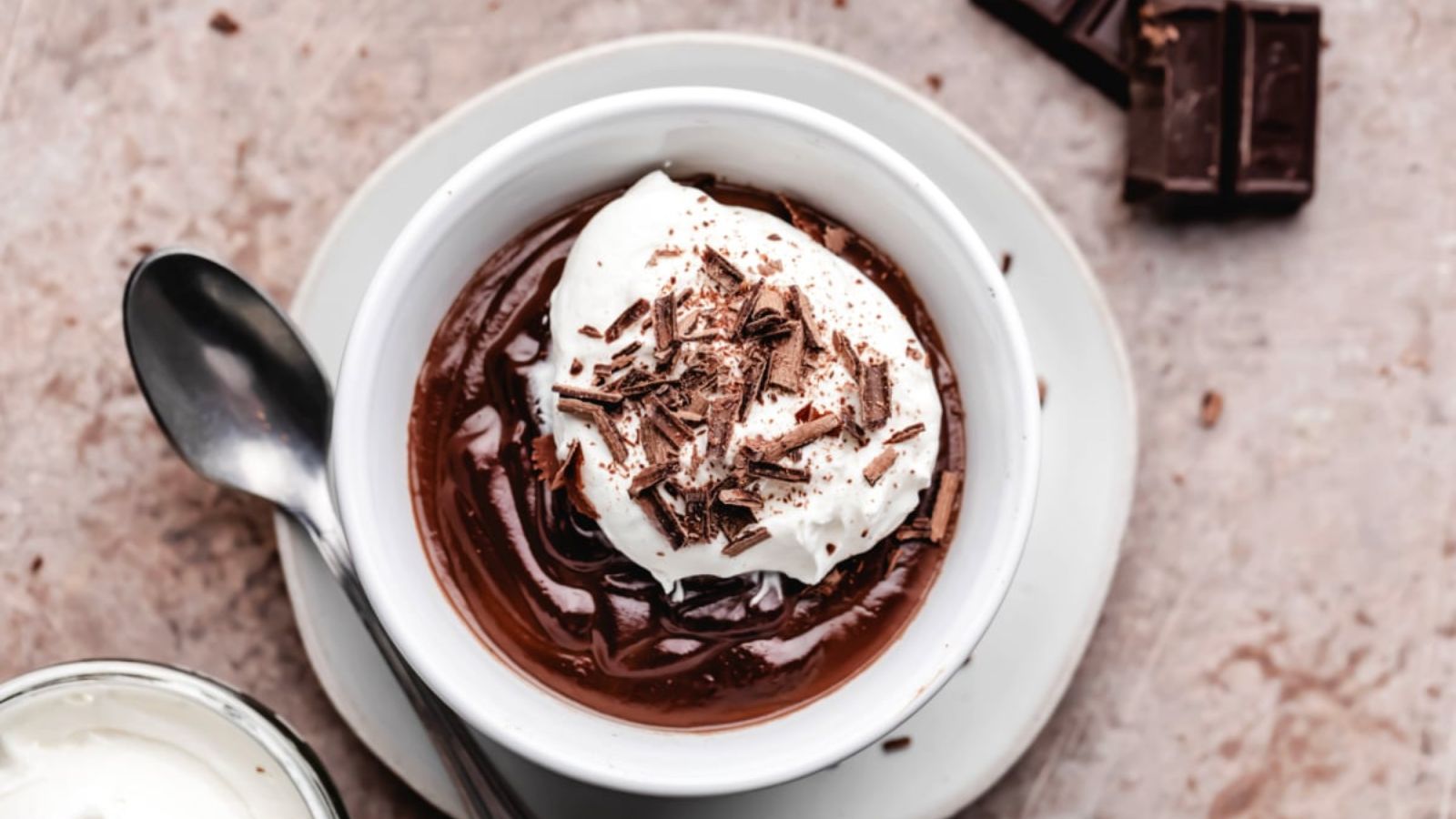 Chocolate pudding in a cup.
