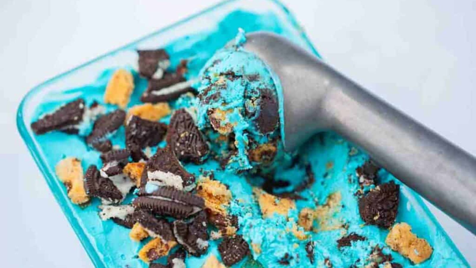 Scoop of a cookie monster ice cream.