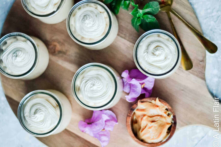 Cups filled with dulce de leche mousse