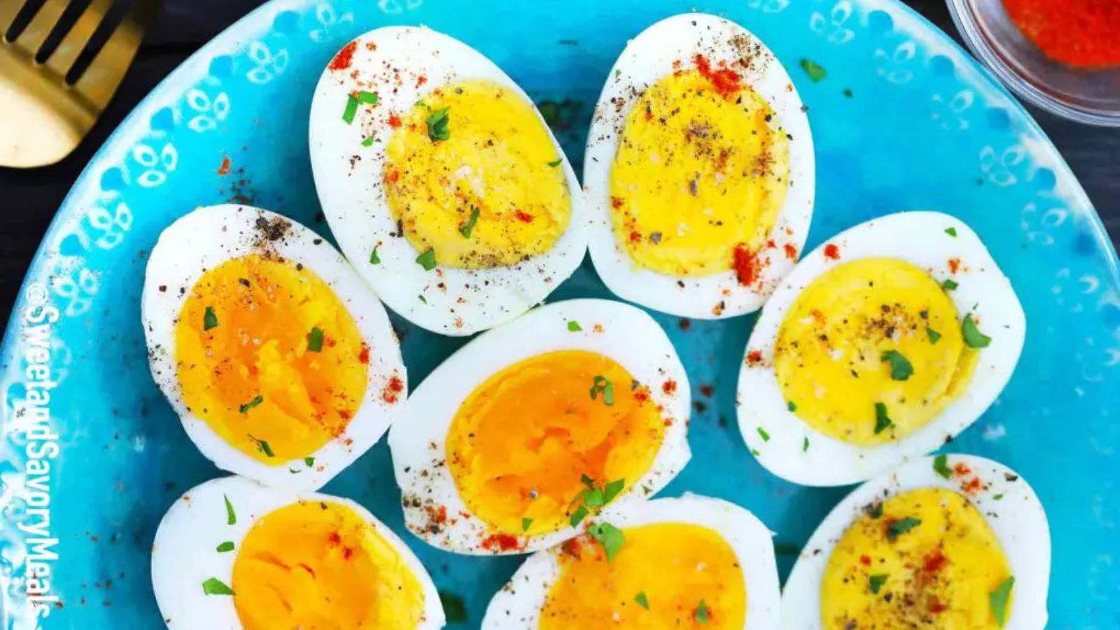 Hard boiled eggs on a plate