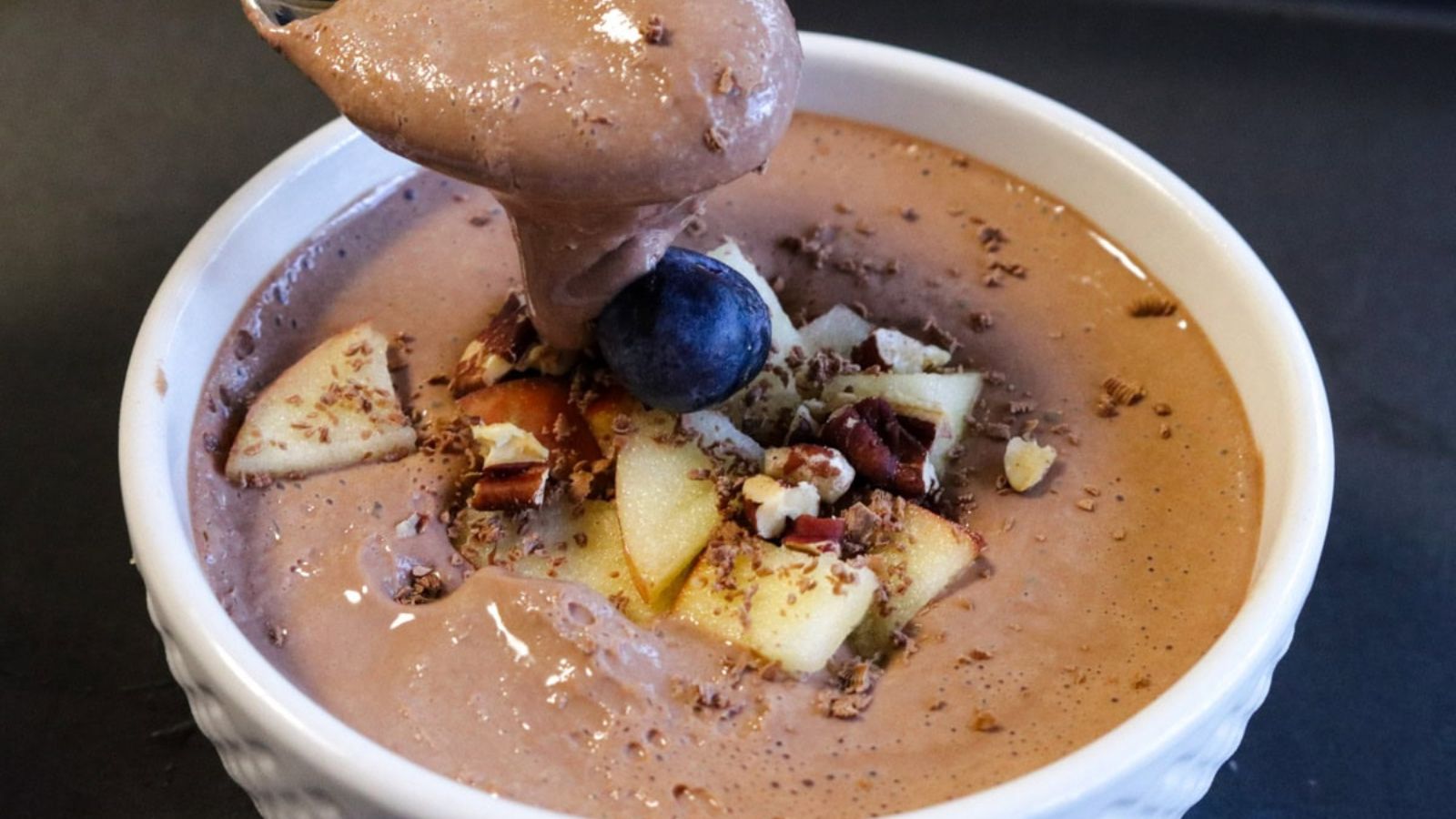 Chocolate mousse on a bowl.