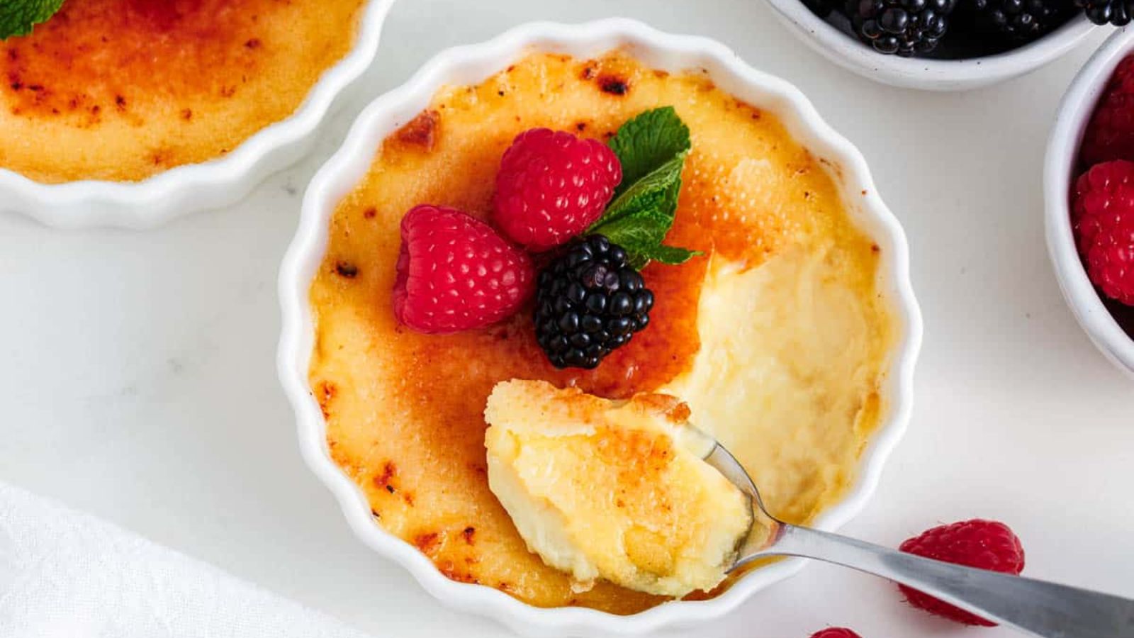 A scoop of a creme brulee.