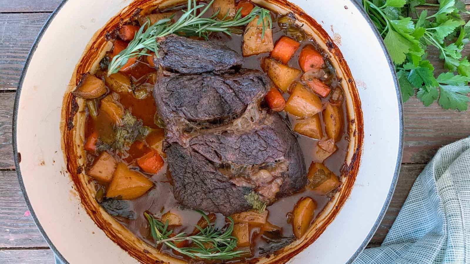 dutch pot roast on a plate.