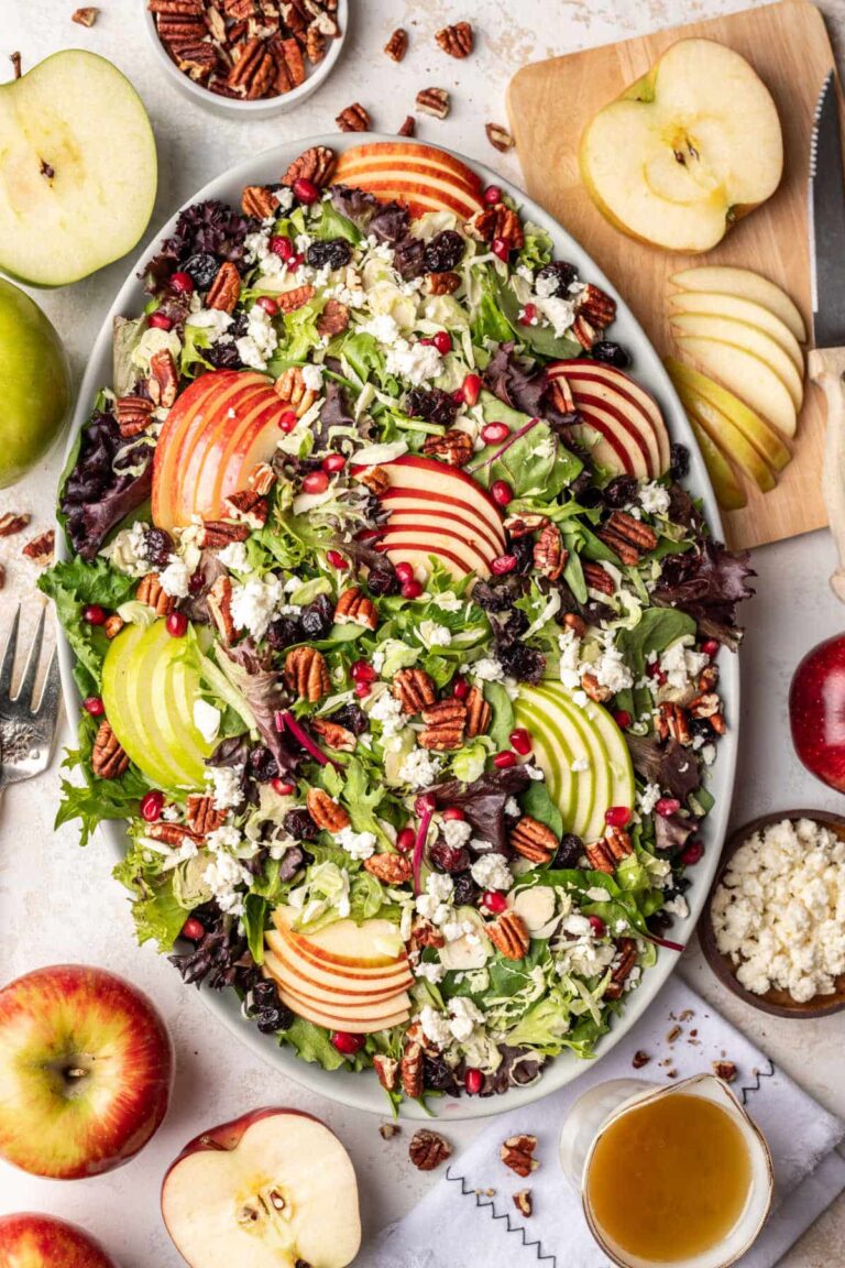 Fall salad with sliced apples.