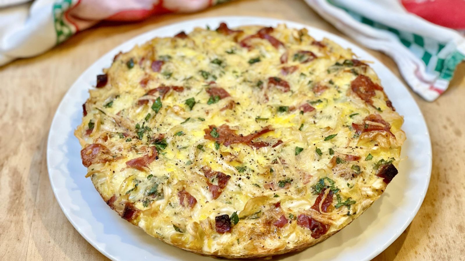 Frittata pasta on a plate.