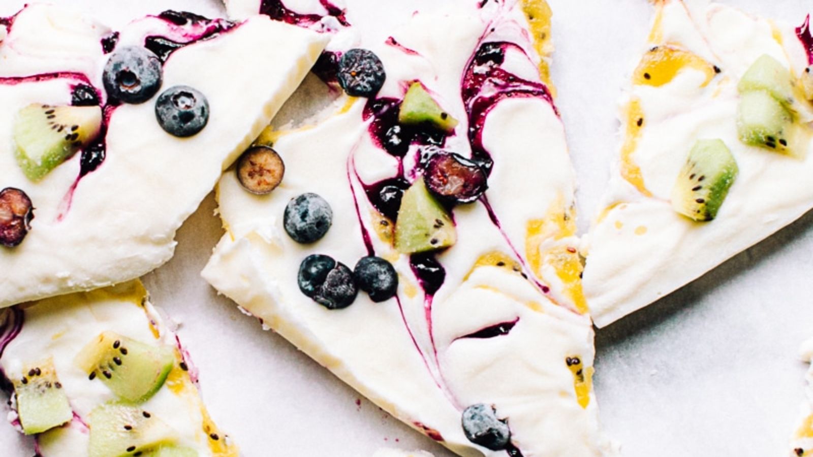 Yogurt bark with berries.