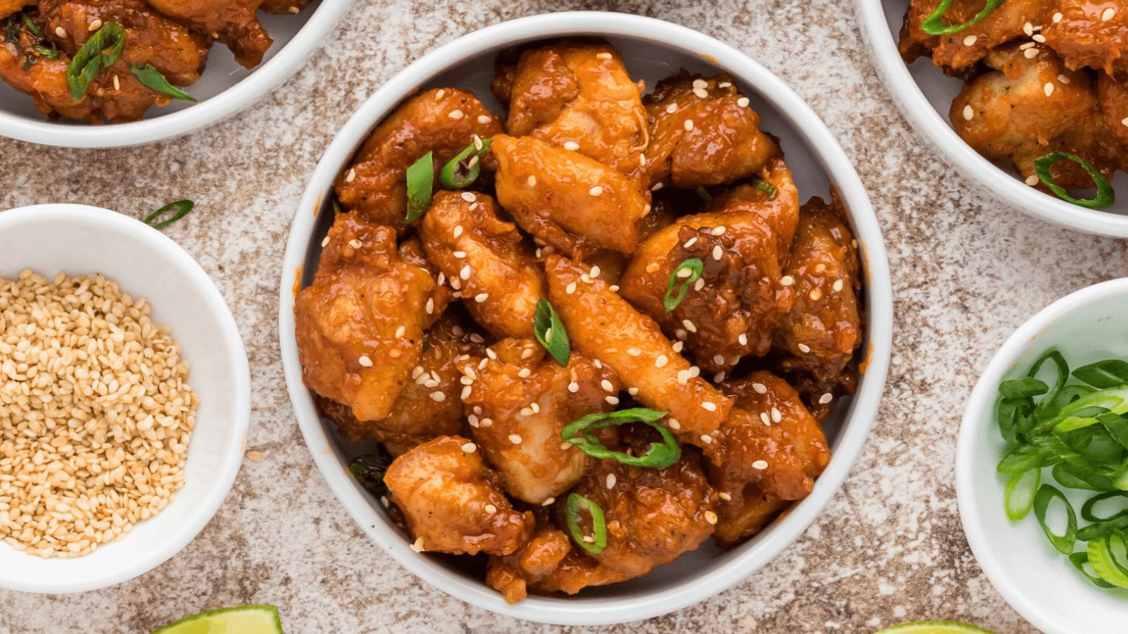 Korean fried chicken in a bowl.