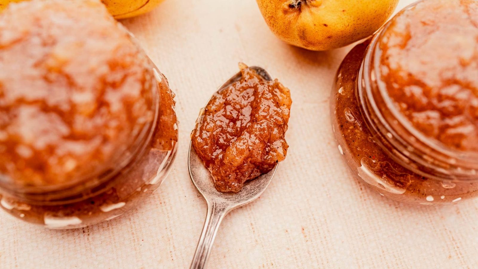 A scoop of pear jam.