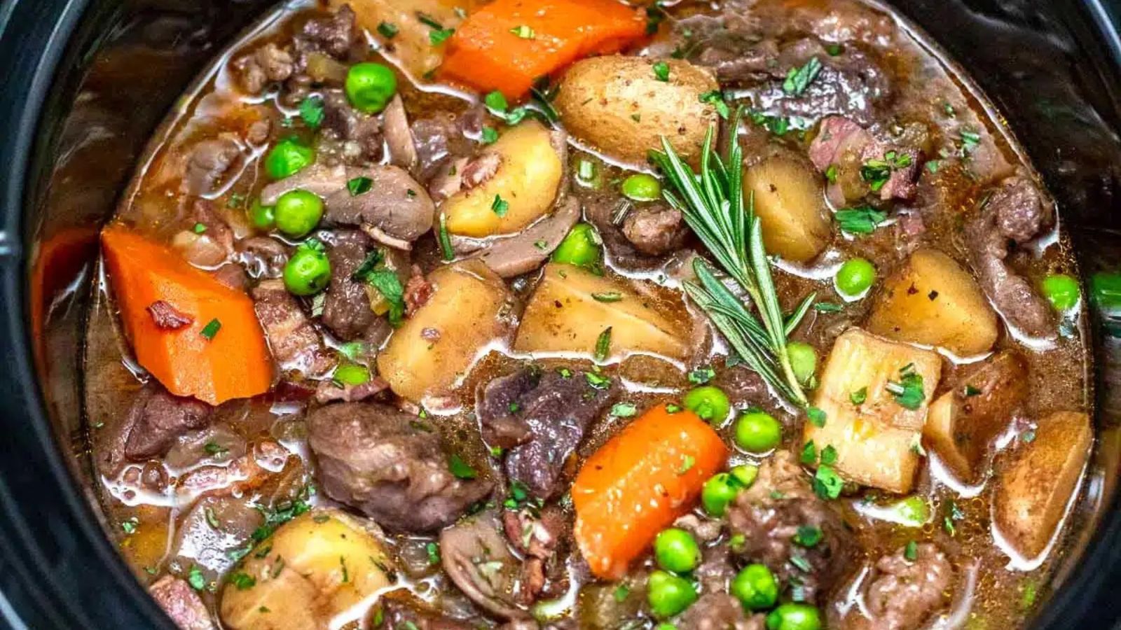 Lamb stew in a bowl.
