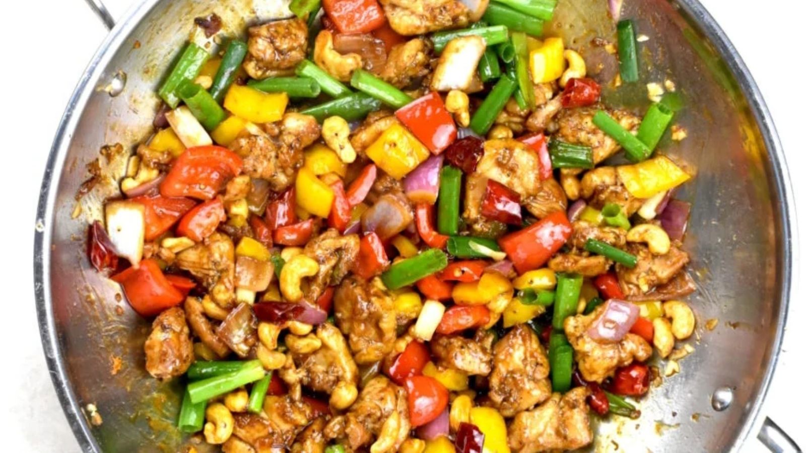 Thai cashew chicken close up shot