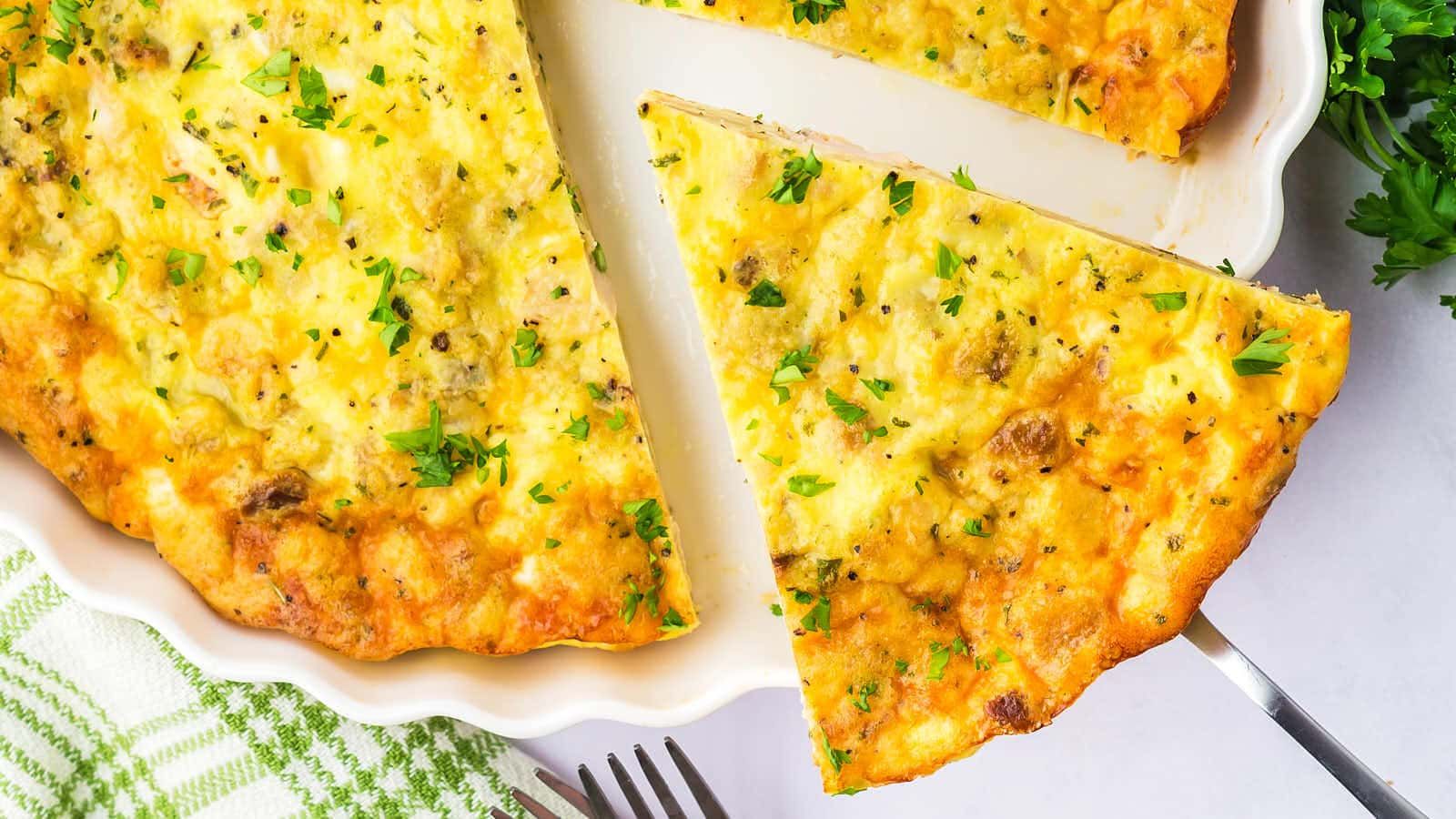 Sliced of a Quiche.
