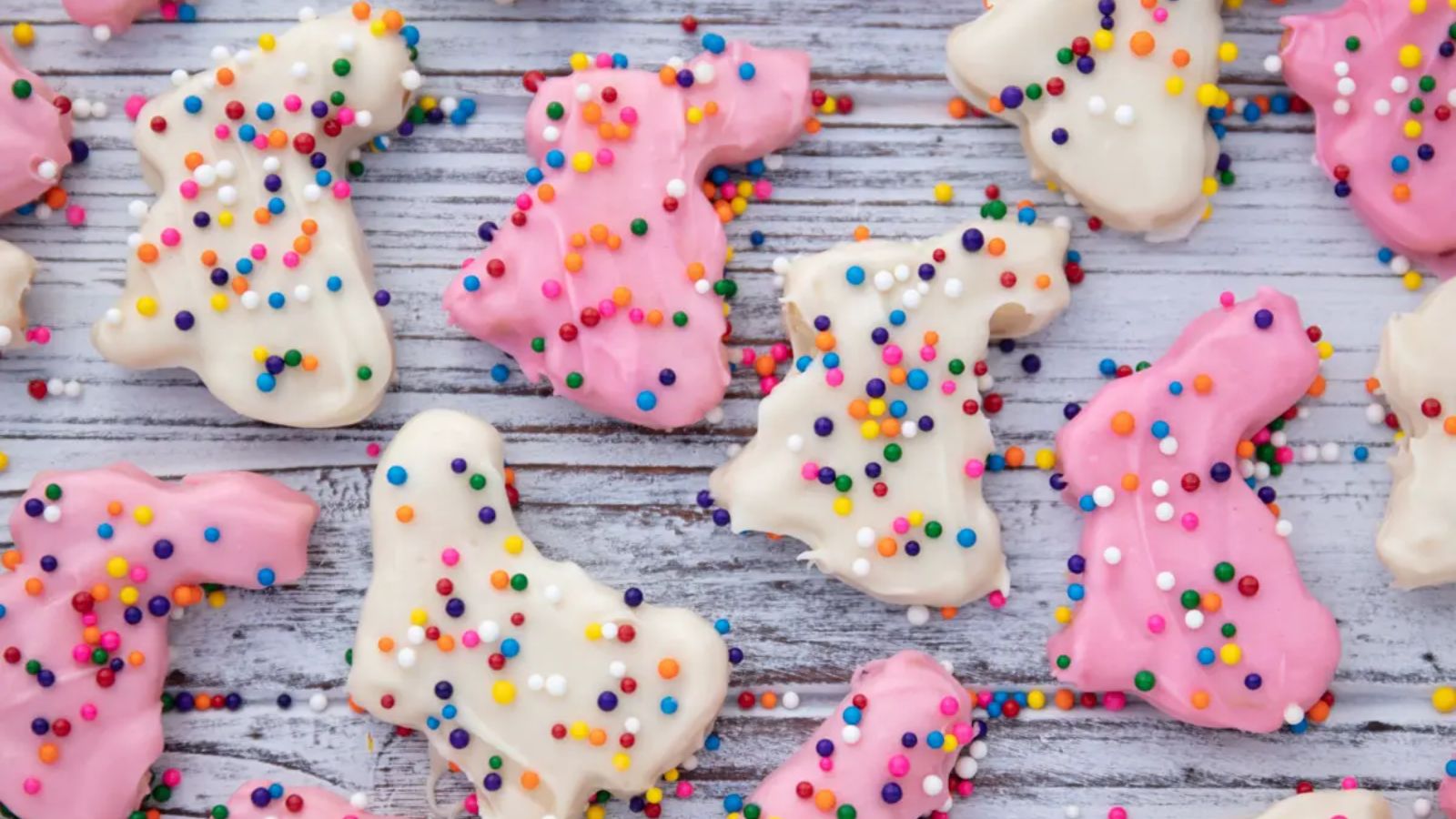 Pink and white bunny inspired cookies.