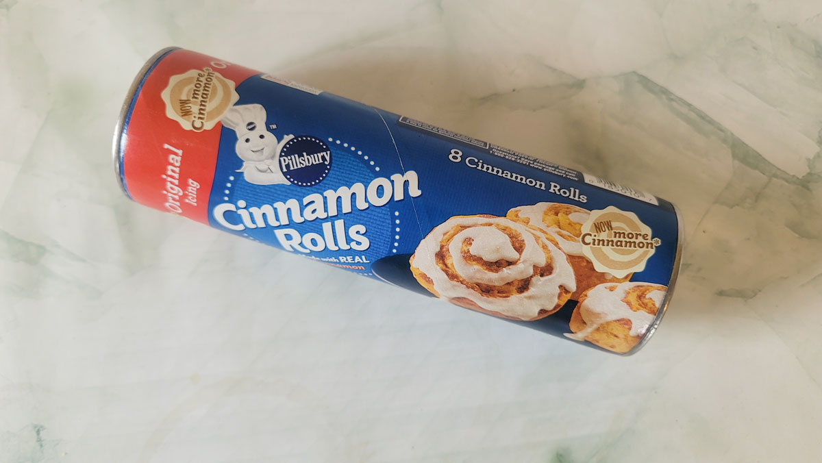 Package of pillsbury cinnamon rolls.