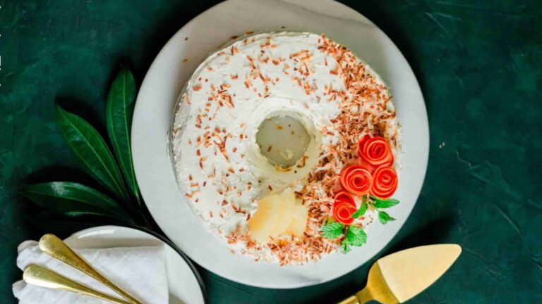 Carrot cake with carrot roses.